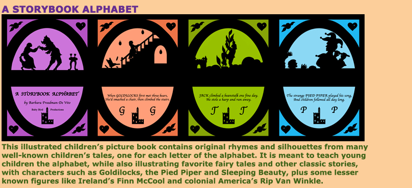 A Storybook Alphabet with original rhymes and silhouettes from well-known stories