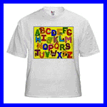 Animals alphabet T-shirt sample front.
