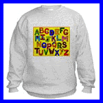 Everyday objects alphabet sweatshirt sample.