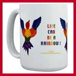 Rainbow bird mug