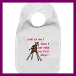 Baby's firsts NOW I CAN TAKE MY FIRST STEPS baby bib.