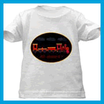 Infant T-shirts with all aboard trains