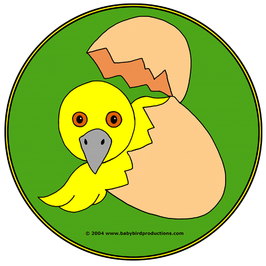 This hatching chick picture appears on baby clothes and gift items.