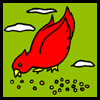 Children's stories and fairy tales from Baby Bird Productions. Logo for a children's free educational activity about helping birds. A cardinal pecks at bird seed.