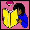 Children's stories and fairy tales from Baby Bird Productions. Logo for children's free educational activity about fun with reading skills. A child reads a book.