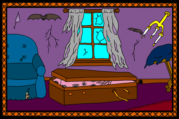 Children's stories and fairy tales from Baby Bird Productions. Children's free game illustration. In the shabby room, several details have changed.