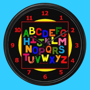 Colorful alphabet children's wall clocks