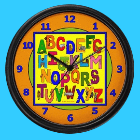Animal ABC alphabet children's wall clocks