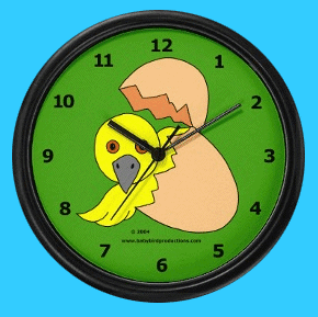 Hatching chick wall clock for a child