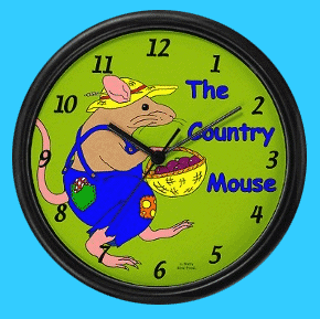 Country Mouse children's wall clocks