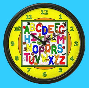 Healthy food ABC alphabet kids wall clocks