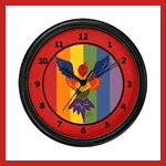 This bird wall clock can be found in our gift shop.