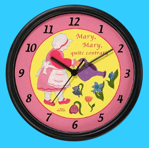 Mary, Mary, Quite Contrary wall clocks for a child
