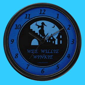 Wee Willie Winkie Mother Goose nursery rhyme wall clock for a child