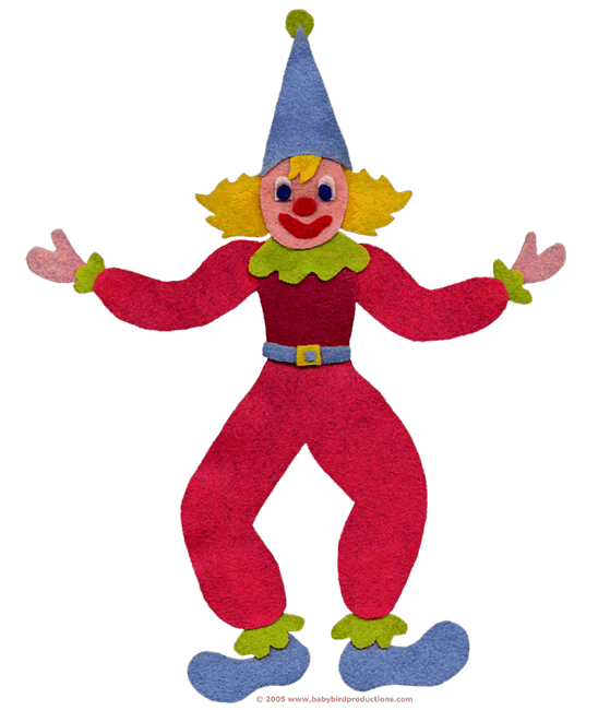 This big clown picture comes on lots of clothing and gifts for the whole family.