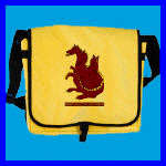 Gifts: messenger bag with three-headed dragon.