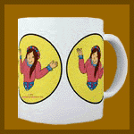 Gifts: mug with a shrugging girl.