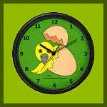 Gifts: wall clock with hatching chick.