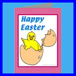 Happy Easter chicks come on Easter cards, kids T-shirts, clothing and other Easter gifts.