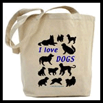 Dog breeds tote bags