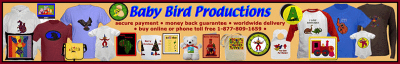 Kids T-shirts, children's clothing, baby clothes, and family gifts from Baby Bird Productions