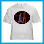 Medieval lady and the jester kids' T-shirts