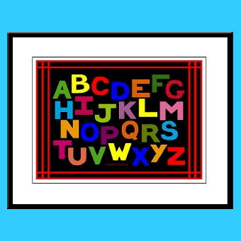 Colorful alphabet kids wall art framed prints