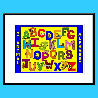 Animal ABC alphabet kids wall art framed prints