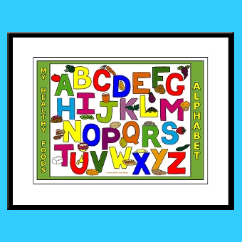 Healthy food ABC alphabet kids wall art framed prints