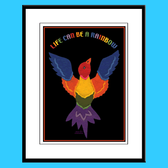 Rainbow bird kids wall art framed prints