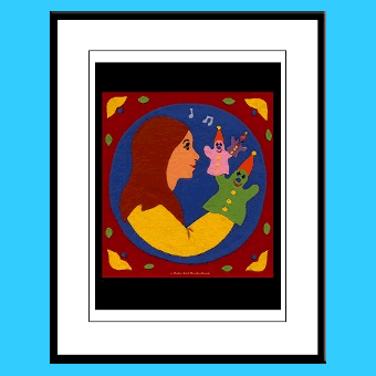 Puppeteer and her puppets kids wall art framed prints