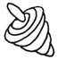 A drawing of a spinning top.
