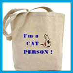 Totes with I'm a cat person slogans