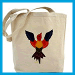 Rainbow bird tote bags