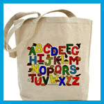 Healthy food alphabet grocery totes