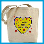 Tote bags with I love my family hearts