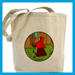 Kids tote bags decorated with Little Red Riding Hood